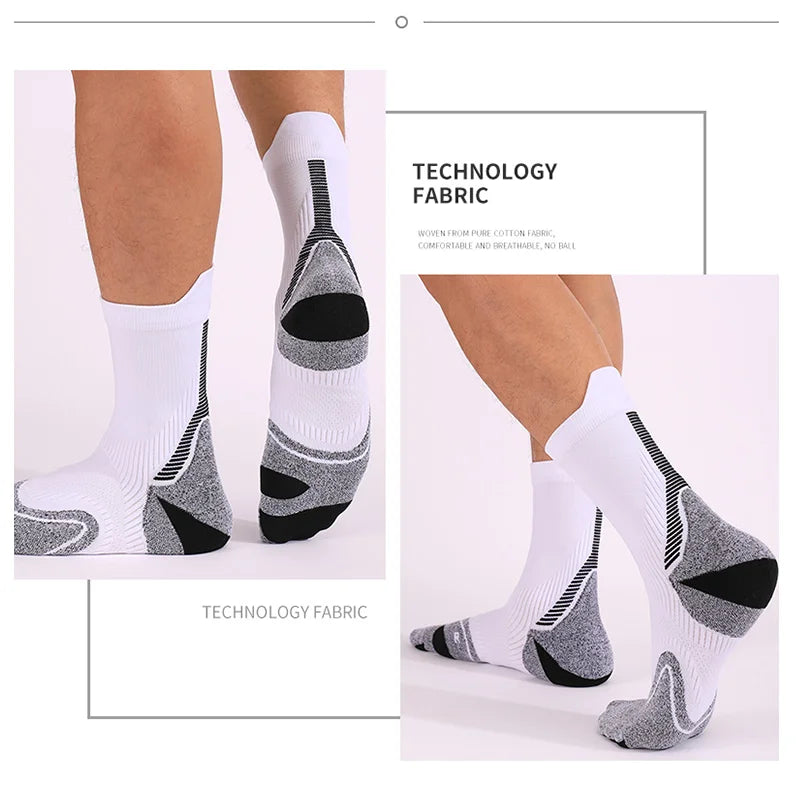 WRELS 1/2/3 Pairs Compression Socks Arch Support Hiking Socks Men Women Moisture Wicking Breathable Non‑Slip Crew Sports Socks
