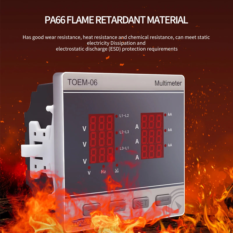 Three-Phase High Precision Volt/Current/Hz Multi-function Meter 3P4W ACDC 85–265V Line-to-Line Voltage Password Max/Min Value