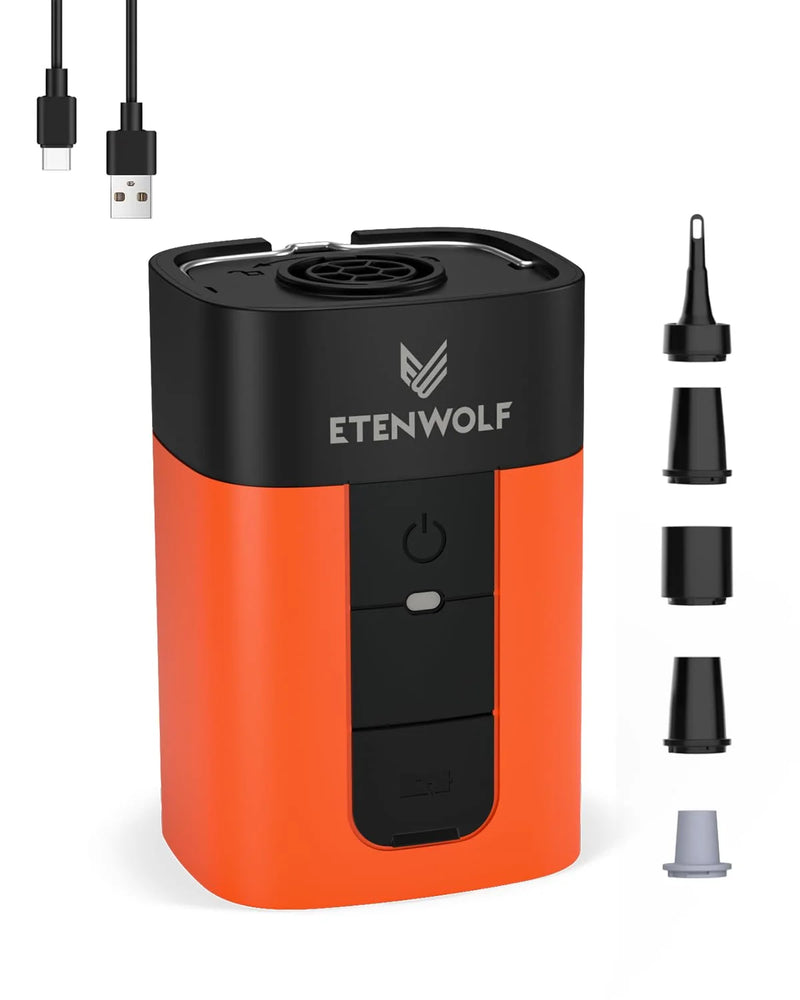 ETENWOLF AIR 5 ស្នប់ខ្យល់អគ្គិសនី 720 LPM ឧបករណ៍បំប៉ោង និងបញ្ចេញខ្យល់រហ័ស 5200 MAh ស្នប់ខ្យល់ចល័តសម្រាប់អណ្តែតទឹកក្នុងអាងហែលទឹក កាបូបផ្ទុកសុញ្ញកាស