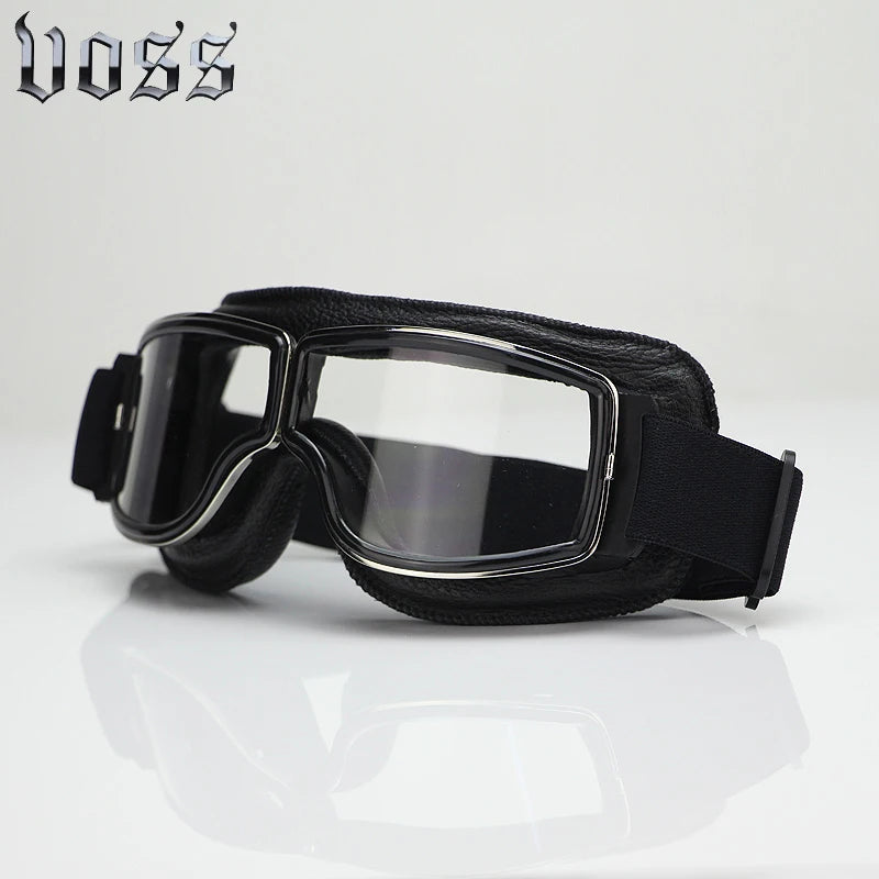 Newest -Style Leather Goggles Vintage Motorcycle Goggles Vintage Motorcycle Goggles Retro Jet Helmet Glasses