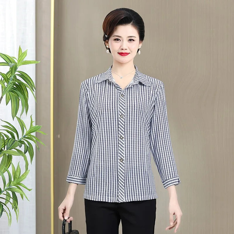 អាវ យឺត ឆ្នូត បោះពុម្ព ទាន់សម័យ សម្រាប់ នារី ថ្មី សម្រាប់ រដូវក្ដៅ អាវ កាឌីហ្គែន ដៃ ពាក់កណ្តាល ក បែប ប៉ូឡូ ថ្មី សម្លៀកបំពាក់ នារីៗ