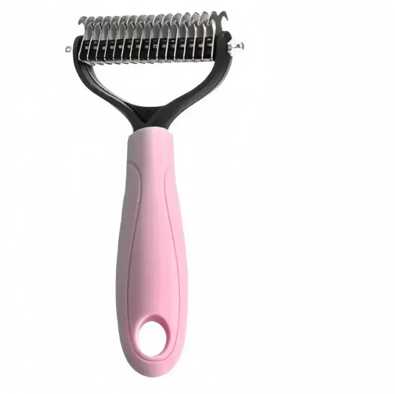 Double Sided Pet Dematting Comb Dog Cat Deshedding Grooming Rake Detangler Brush