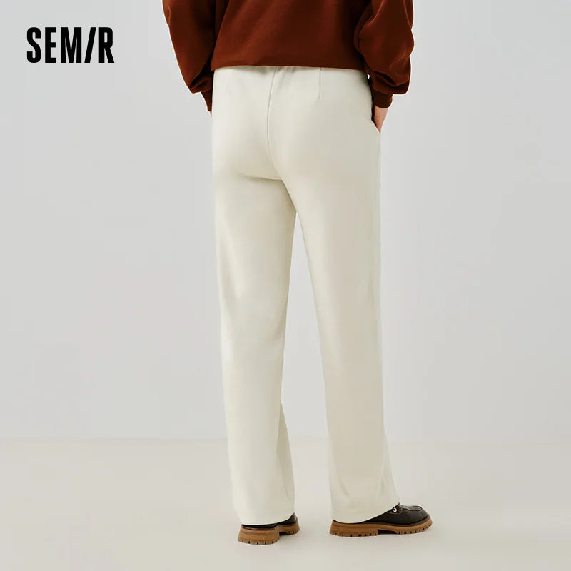 Semir Versatile Pants Women Spring Elastic Waist Drawstring Wide Leg Slim Fit Ins Trendy Slouchy Casual Sweatpants