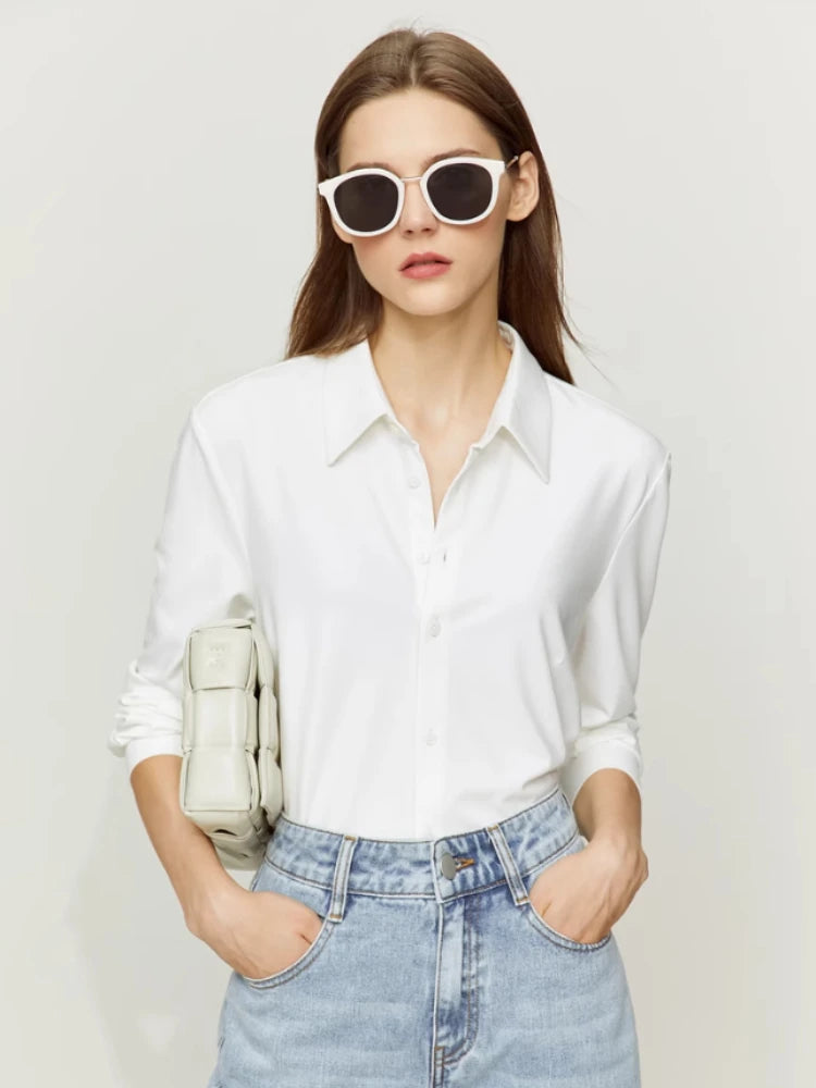 អាវ Amii Minimalism សម្រាប់ស្ត្រី 2026 រដូវស្លឹកឈើជ្រុះថ្មី អាវការិយាល័យនារី អាវដៃវែង អាវធម្មតា ម៉ូដទាន់សម័យ អាវធំសម្រាប់ស្ត្រី 12351012