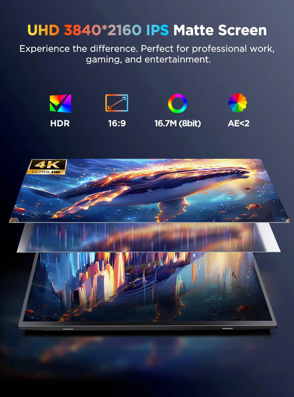 ម៉ូនីទ័រអេក្រង់ប៉ះចល័ត PERFECT 4K ទំហំ 15.7 អ៊ីញ IPS HDR HDMI USB-C3.1 សម្រាប់ធ្វើដំណើរ សម្រាប់កុំព្យូទ័រយួរដៃ MacBook PC Surface PS5 XBOX ទូរស័ព្ទ