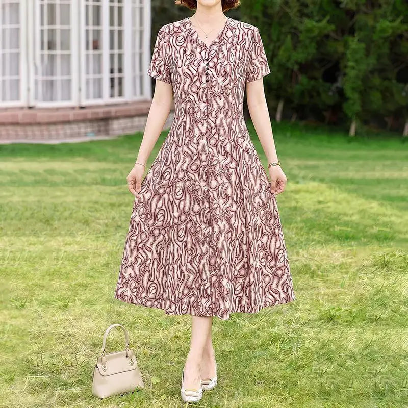 រ៉ូបផ្កា V-Neck រដូវក្តៅសម្រាប់នារី Boho Fashion Light Beach Sundress រ៉ូប Bodycon ឆើតឆាយធម្មតា