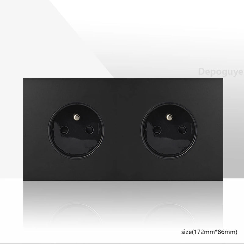 Retro Light Switch Lever Wall Power ON OFF Socket Panel,EU RU FR Black Stainless Steel Dual Usb Outlet  1-4Gang 1/2Way Switch