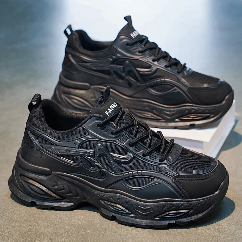 Chunky sneakers four seasons men's breathable light soft sole comfort outdoor running shoes fashion students speed sports shoes