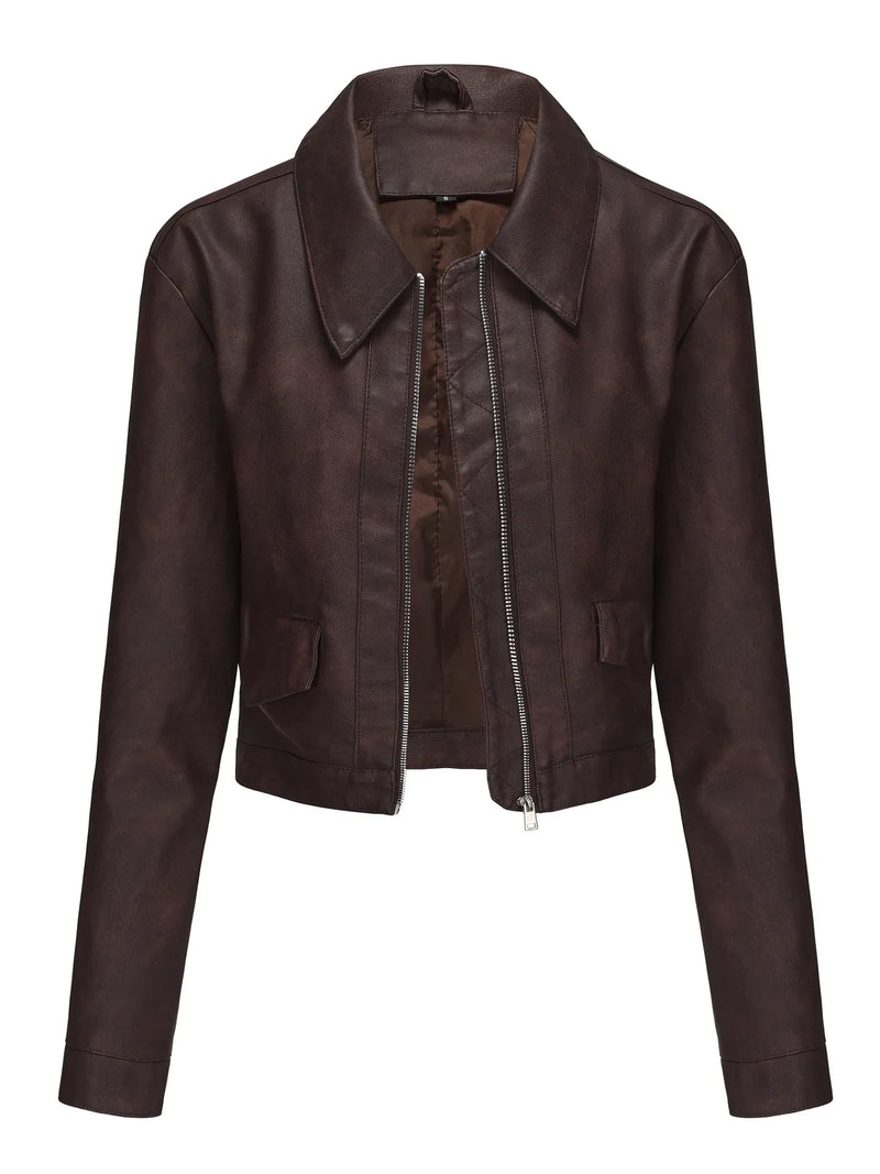 Women's Pink Short Jacket, Single Breasted Lapel PU Coat, Fashion Casual Faux Leather Jackets, Black, Beige, Brown, Coffee Tops.