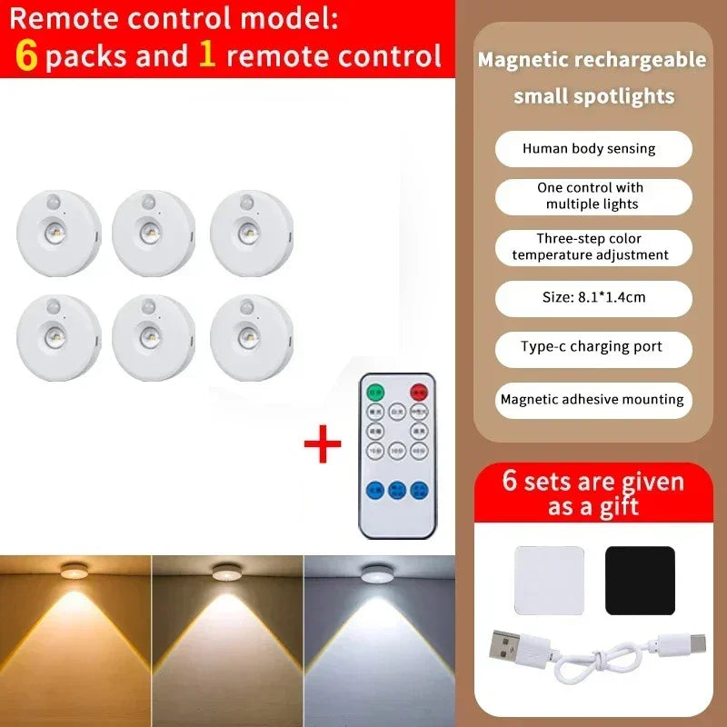 LED Under Cabint Lights Motion Sensor Night Light Dimmable USB Rechargeable Wireless Kitchen Lamps Closet Room Aisle Decor