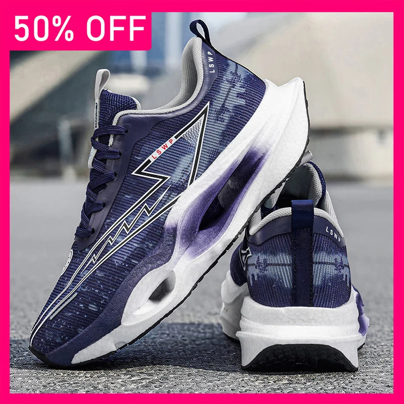 Unisex Sports Shoes Hollowed Out Soft Sole Cushioning Rebound Professional Running Shoes Student School Fitness Training Shoes