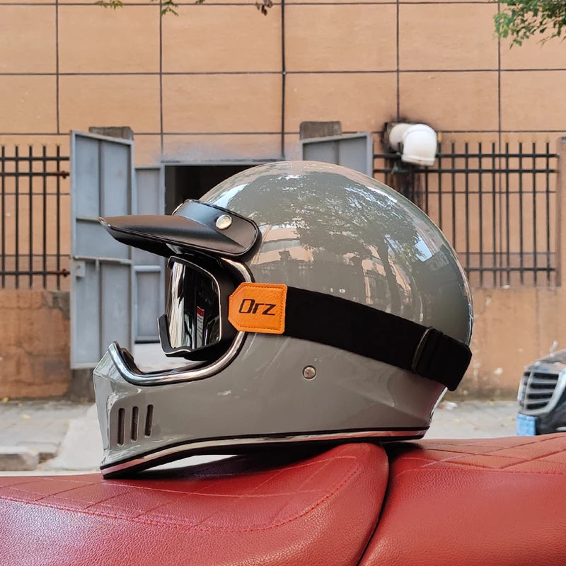 Retro Motorcycle Helmet, Retro Coffee Racer, Personality, Full Face, DOT Certified, Jet