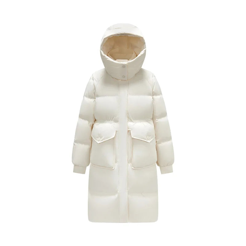 Semir Long Down Coat Hooded Raglan Sleeve Women 2025 Winter Solid Color Warm Thickened Casual Daily Insulated Outerwear