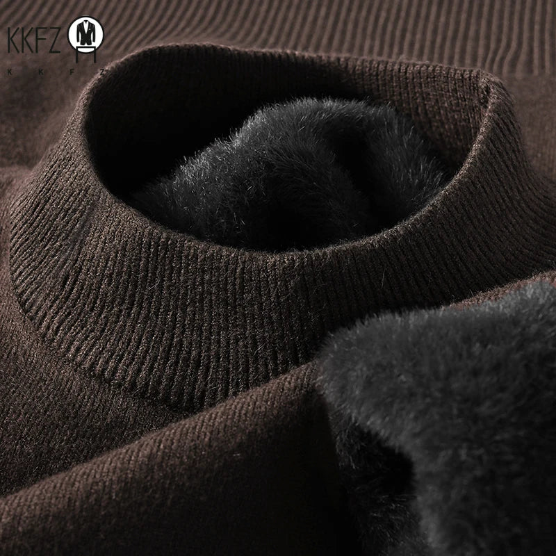 2026 Men's Solid Color Half Turtleneck Knitwear Sweater Mock Neck Pullover Casual Autumn Winter Sweatshirt Brand Mens Clothing