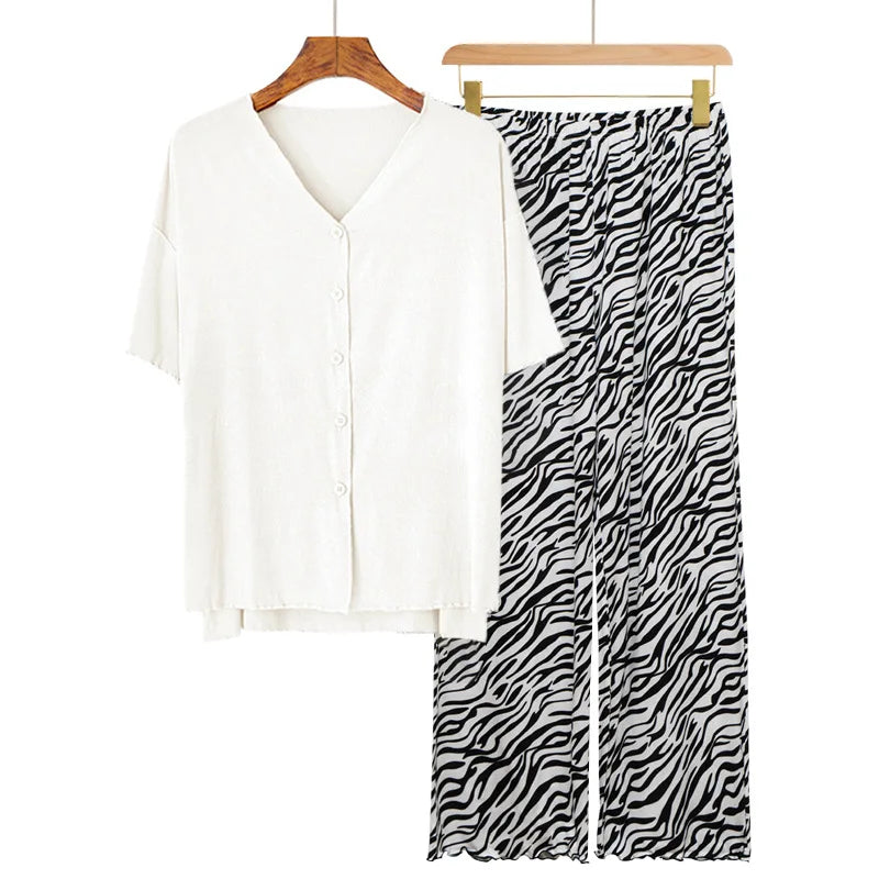 European Long Sleeve Trousers Sets 2026 New Loungewear Women's Sleepwear Two-piece Pajamas Home Suit For Women Modal Nightwear