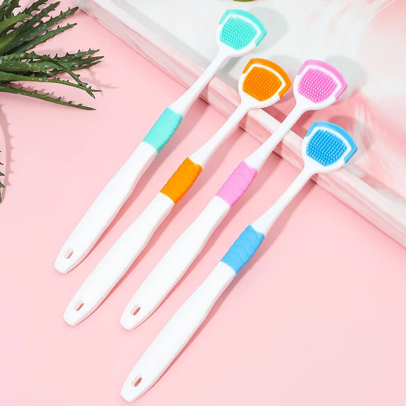 Double Effect Tongue Coating Brush  , Cleaning & Scraping for Plaque Removal, Tongue Cleaning Brush, Home Dental Care, Gum Care