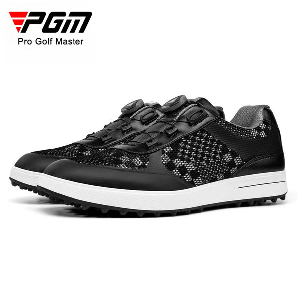PGM Men Golf Shoes Knob Shoelaces Anti-side Slip Waterproof Sports Shoes Black Sneakers XZ224