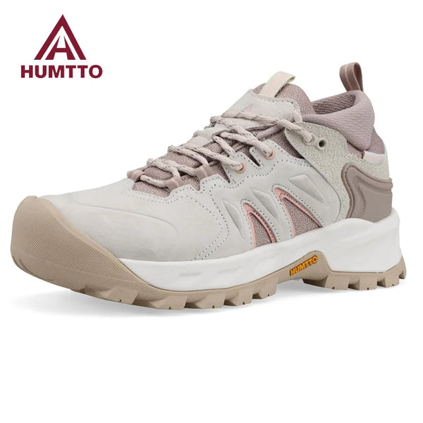 HUMTTO Women's Hiking Shoes Non-slip Outdoor Shoes for Woman Genuine Leather Women Trekking Boots Breathable Outdoor Sneakers