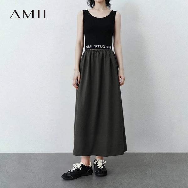 សំពត់នារី Amii ឆ្នាំ២០២៦ រដូវក្តៅថ្មី សំពត់ចង្កេះយឺត សំពត់មីឌីរាងអក្សរ A ស្លៀកក្រៅផ្ទះ ធម្មតា រលុង សម្លៀកបំពាក់នារី ងាយស្រួលប្រើ 12642179