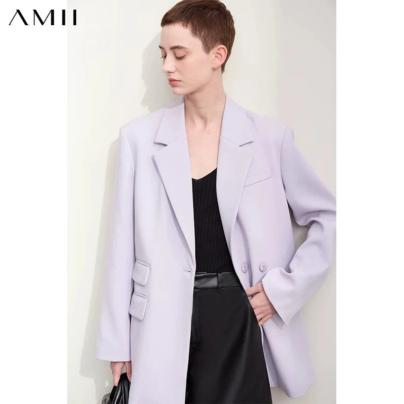 អាវធំ AMII សម្រាប់ស្ត្រី រដូវស្លឹកឈើជ្រុះឆ្នាំ ២០២៦ អាវធំពណ៌ខ្មៅថ្មី មានស្នាមរន្ធពីរជាន់ រលុង អាវធំការិយាល័យប្រវែងមធ្យម សម្រាប់នារី អាវធំសម្រាប់ប្រើប្រាស់បានច្រើនយ៉ាង ១២៤៥៣០៤០