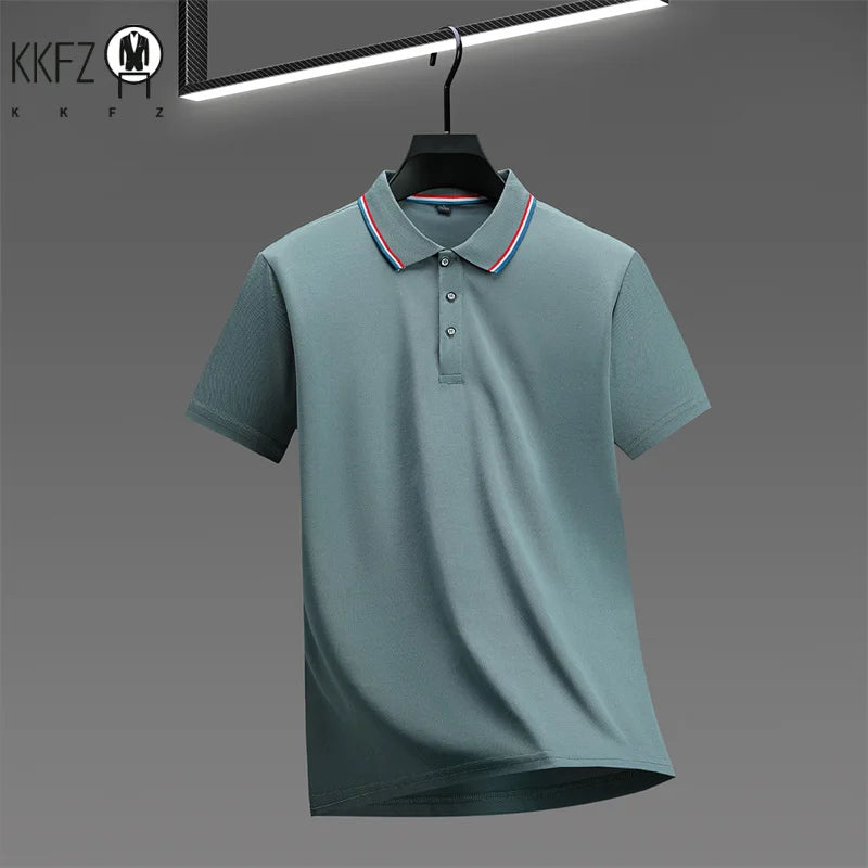 Men's Casual Solid Color Short Sleeve Polo Shirt Summer 2026 Fashionable Comfortable Versatile Top for Men
