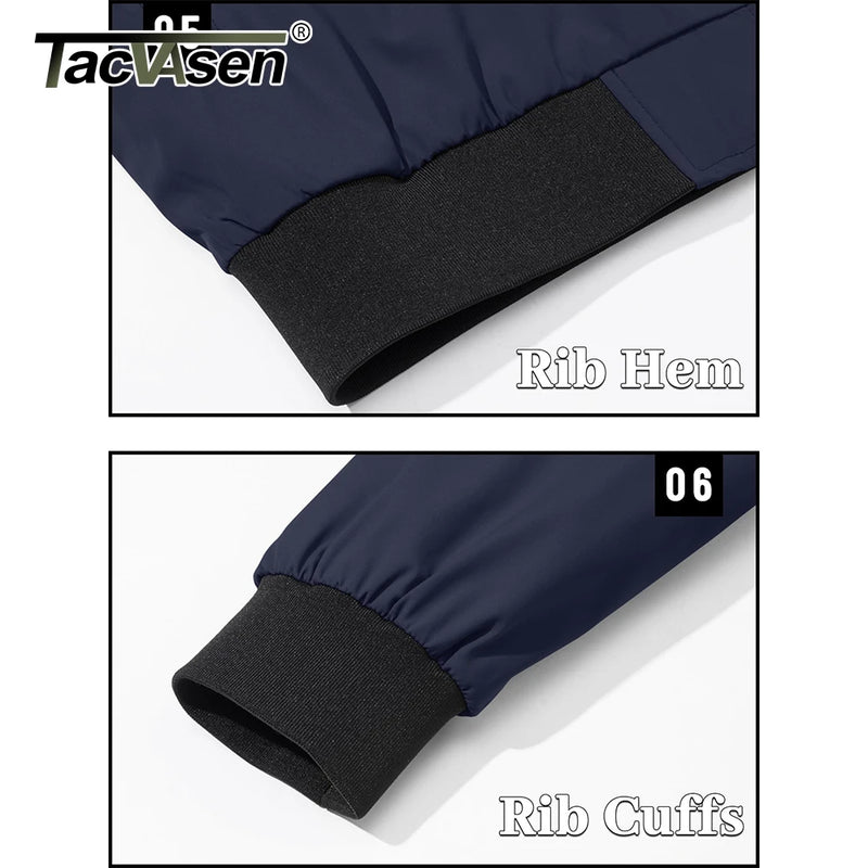 TACVASEN Men's Flight Jacket Lightweight Windproof Full Zip Casual Outdoor Spring Autumn Coat with Ribbed Cuffs