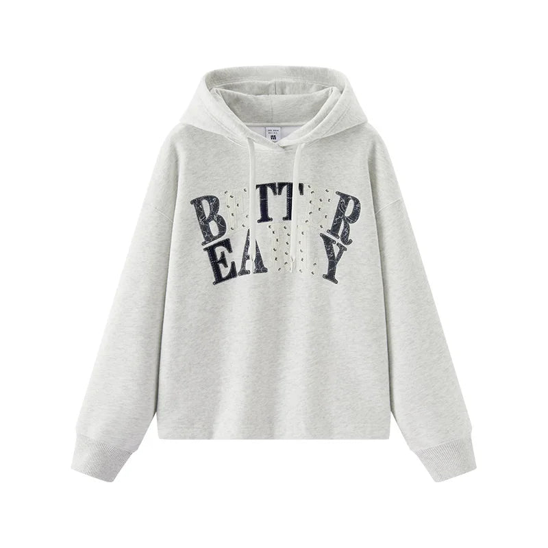 Semir Women Hoodie Fleece Lined Letter Graphic Hooded Design Street Style 2026 Winter Warm Layer Everyday Wear Soft Comfort