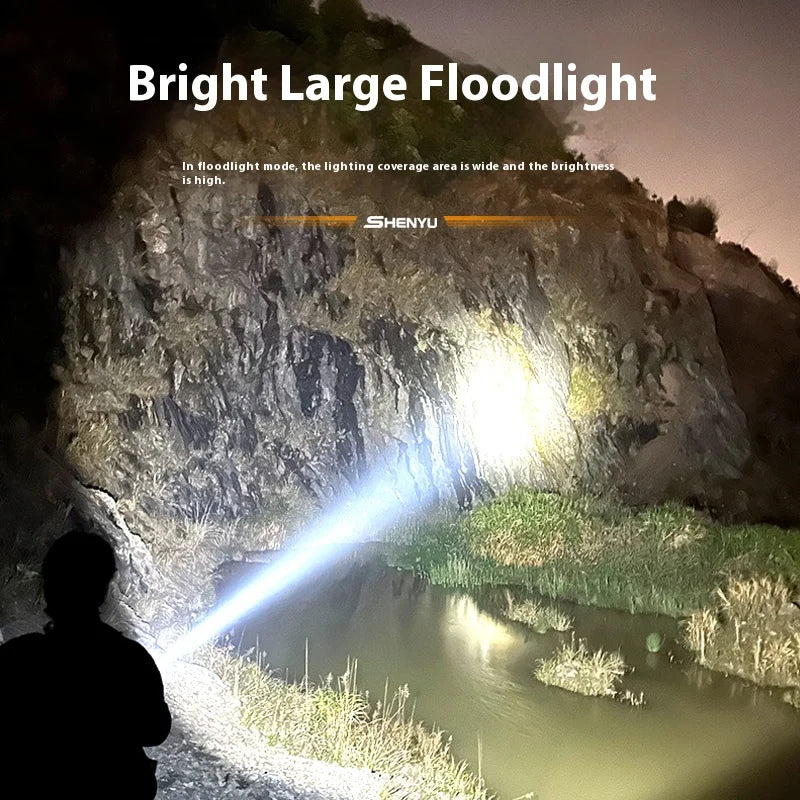 ពិលឡាស៊ែរ LED ពណ៌សដ៏មានអានុភាព ពិលសាក USB ពិលភ្លឺខ្លាំង ភ្លើងសង្គ្រោះបន្ទាន់ចម្ងាយឆ្ងាយសម្រាប់ការបោះតង់
