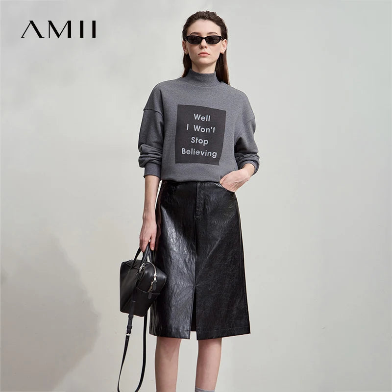 សំពត់ស្បែក PU ខ្នាតតូច AMII សម្រាប់ស្ត្រីឆ្នាំ ២០២៦ សំពត់ប្រវែងជង្គង់បែបអាមេរិកាំងបុរាណ សម្លៀកបំពាក់ស្ត្រីអាជីវកម្ម 12553014