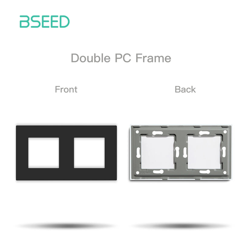 BSEED EU Standard Plastic Panel Wall Socket Frame PC Frame With Metal Plate 86/157/228/299mm White Black Golden Gray
