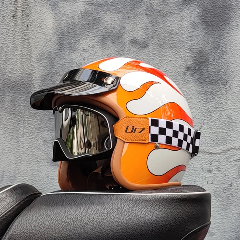 DOT Approved Retro Motorcycles Helmets 3/4 Open Face Helmet Moto Suitable For Men And Women
