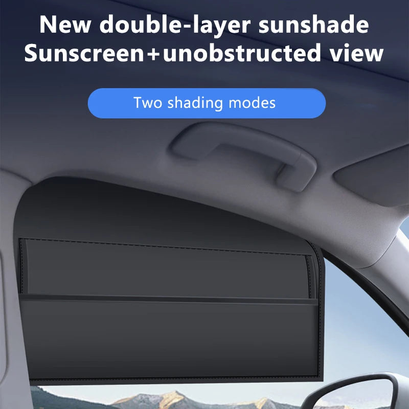 SEAMETAL Magnetic Car Window Sunshade Double Layer Sunshade Full/Semi Shading Car Curtain Front Rear Parasol With Storage Pocket