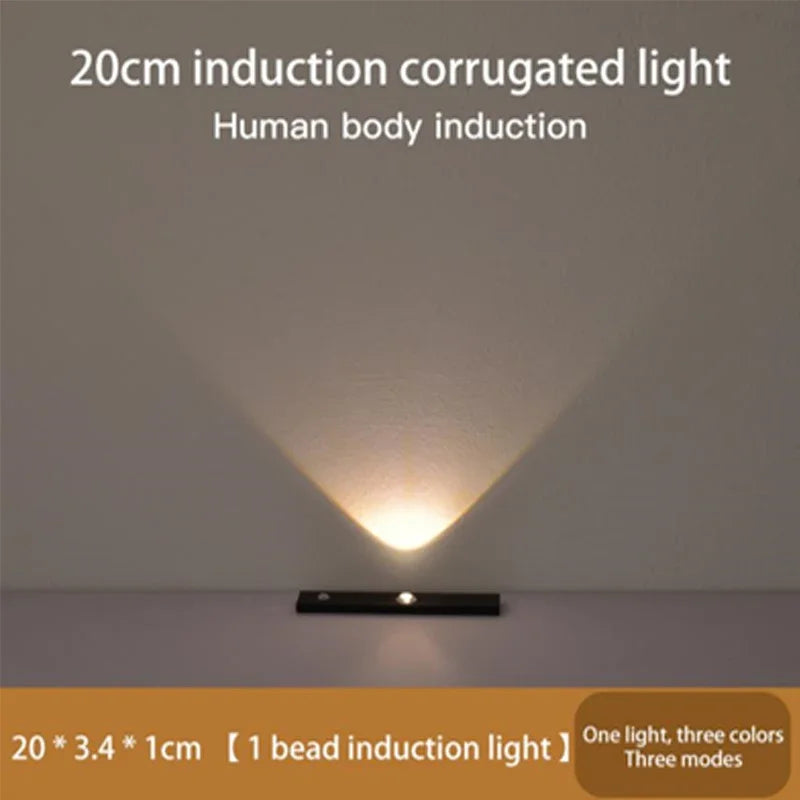 Motion Sensor Night Light LED Under Cabinet Lights Rechargeable Cat's Eye Ripple Atmosphere Lamp Room Indoor Lighting