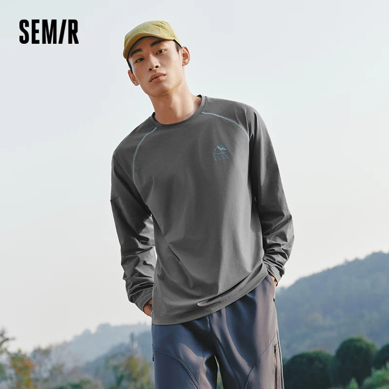 Semir Quick Dry Tshirt Men 2026 Spring Raglan Sleeve Color Block Crew Neck Couple Style Casual Versatile Inner Layer Top