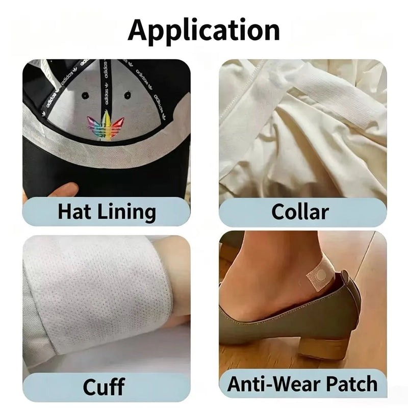 Disposable Hat Liner Sweat Pads, Neck Collar Sleeve Anti-Dirty Stickers, Absorbent Armpit Underarm Sweat Patches for Clothing H