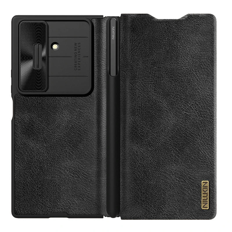 NILLKIN For Samsung Galaxy Z Fold 7 5G Case Luxury Leather Slide Lens Protection Back Cover With S-Pen For Samsung Z Fold 7