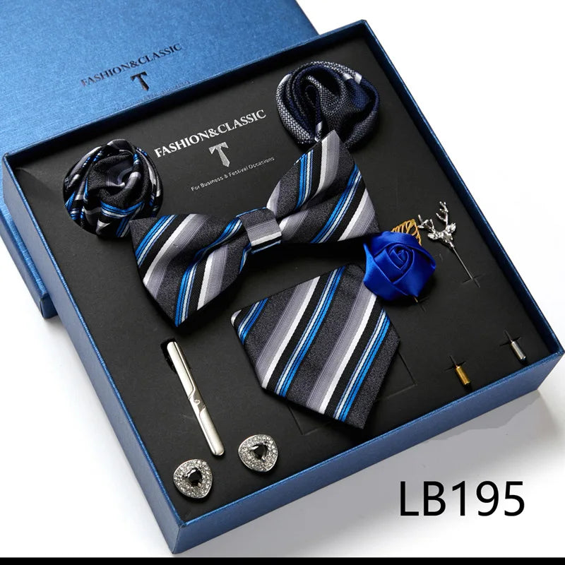 Men's Suit Dress Accessories (Tie + Bow Tie + Square Scarf + Tie Clip + Button + Metal Flower Brooch) 36 Colors To Choose From
