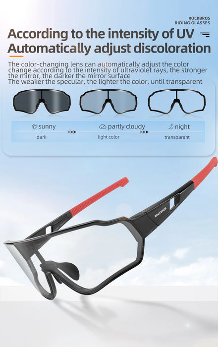 ROCKBROS Bike Photochromic Glasses Sports Sunglasses Men Women UV400 Anti-ultraviolet Goggles Cycling Fishing Outdoor Eyewear