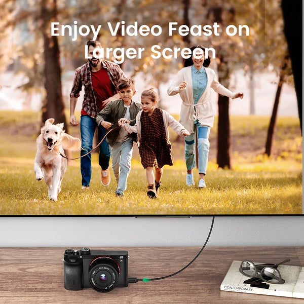 ខ្សែ UGREEN Micro HDMI ដែលអាចប្រើជាមួយ 4K/60Hz បែបផែន 3D Micro HD ទៅ HD ខ្សែបុរសទៅបុរស សម្រាប់ GoPro Sony Projector ដែលអាចប្រើជាមួយ HDMI Micro