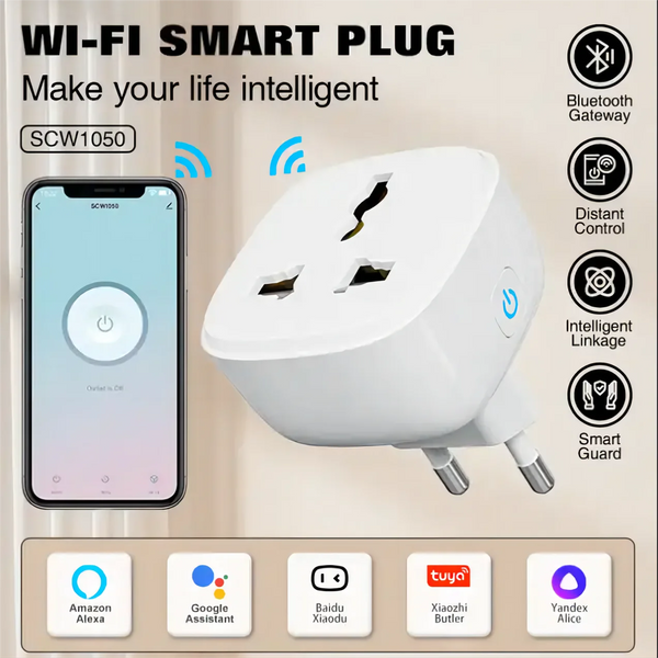 រន្ធដោតជញ្ជាំងឆ្លាតវៃ LDNIO WiFi ជាមួយប៊ូតុងប្តូរ បន្ទះថាមពលចល័ត ជាមួយដោត EU US UK 2500 W Google Home Tuya WiFi Timer Plug