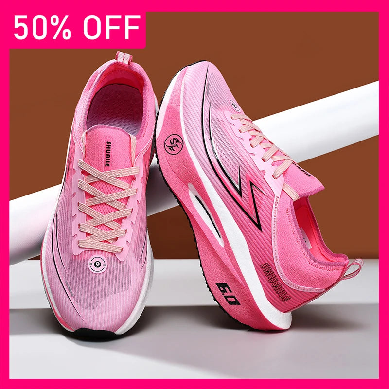 Unisex Sneakers High Quality Mesh Breathable Marathon Light Outdoor Training Shoes Thick Soled Damping Anti Slip Running Shoes