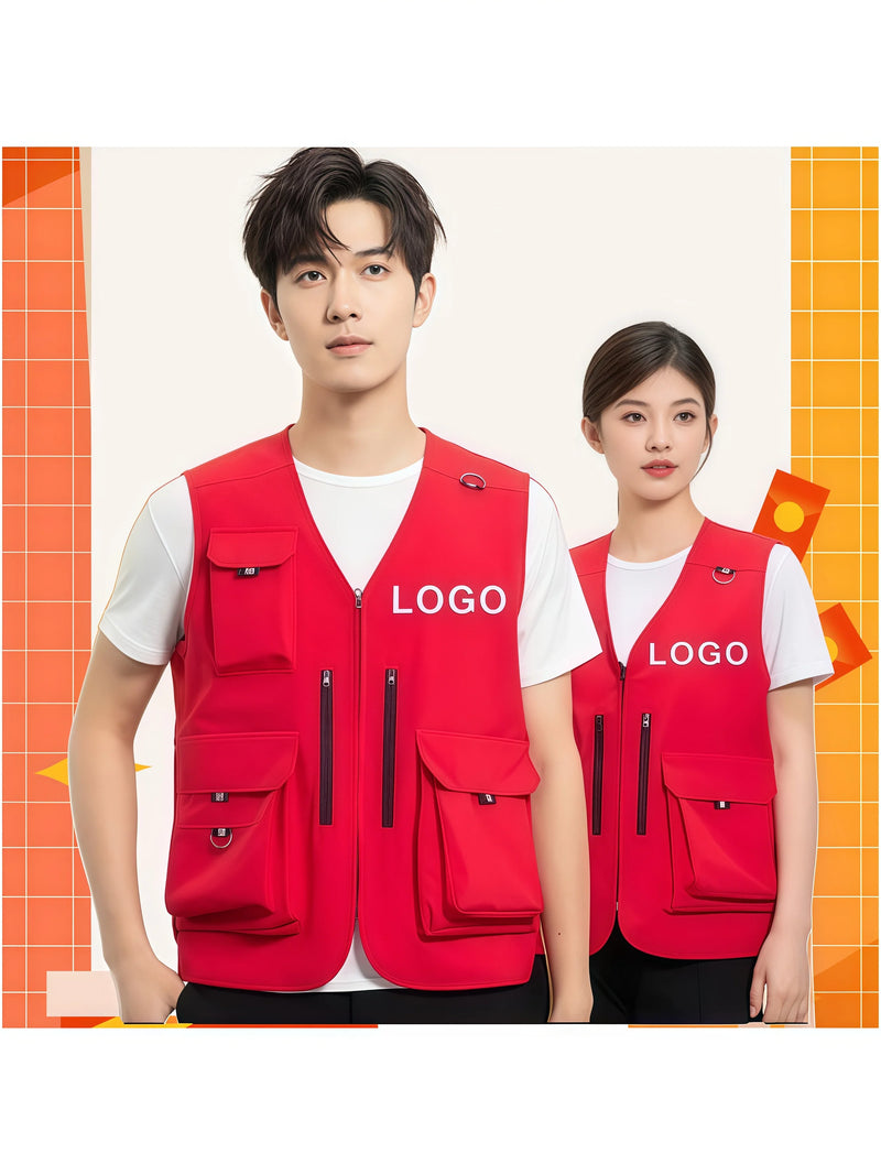 New Multi-pocket high-end  Work and leisure vest Summer outdoor fishing lightweight vest custom logo printed team jacket