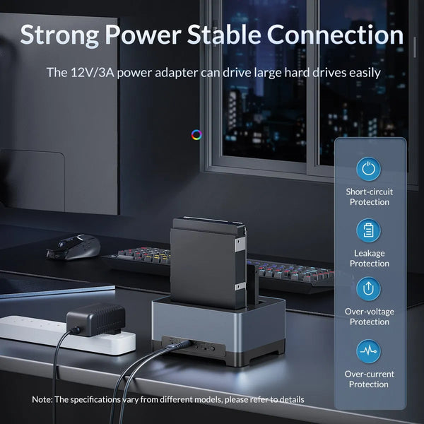 ORICO RGB Hard Drive Station Type-C Aluminum 2.5/3.5 Inch HDD Case RGB Cyberpunk Design 10Gbps Fast Speed Hard Disk Bay for PC