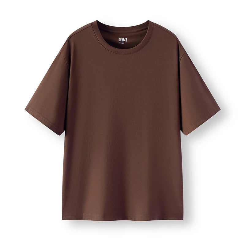 Semir Men T shirt Solid Color Crew Neck Knit Comfortable Versatile Casual Top 2026 Summer Simple Daily Clothes