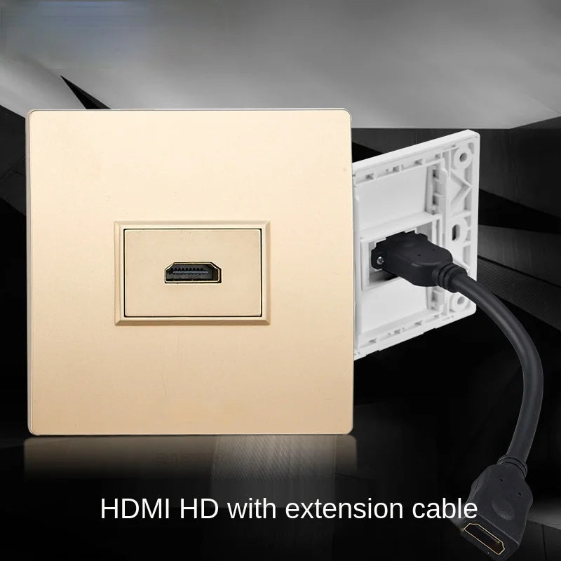 Embedded Multimedia Panel 4K HD Cable HDMI Video Digital TV Socket Plug directly into HDMI Socket,TV Network Cable Exit ,86mm