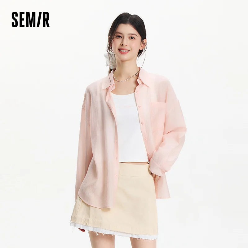 Semir Women Shirt Textured 2026 Loose Fit Two Piece Set Urban Casual Everyday Style Soft Comfortable Daily Wear