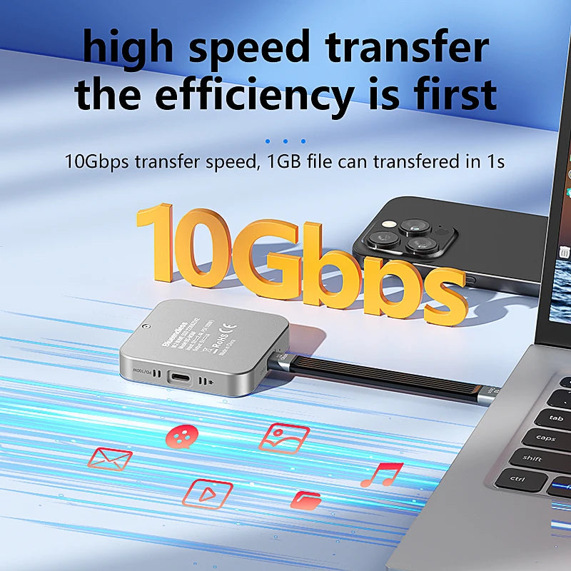ប្រអប់ Blueendless Magnetic M2 2230 2242 NVMe SSD ជាមួយកង្ហារត្រជាក់ 100W PD Charging Type C NVMe PCIE SSD សម្រាប់ iPhone Mac