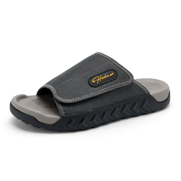 Men's Adjustable Hook and Loop Slide Sandals Open Toe Sport Slides Non Slip Cushioned Casual Walking Slippers for Outdoor Beach