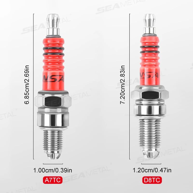 SEAMETAL 1/2/4PCS 3 Electrode Racing Spark Plug A7TC D8TC Triple Spark Plugs for ATV Scooter Dirt Bike Motorcycle Accessories