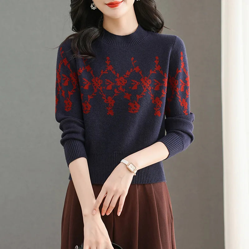 Knitted Jersey For Women Christmas Sweater Autumn Winter Pullovers Tops Female Spring Knitwear Pull Shirt Femme Basic Wear
